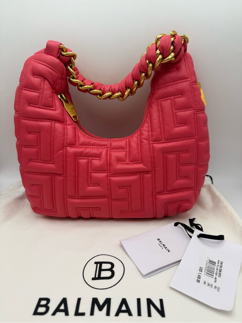 BALMAIN Mini Pillow Hobo Quilted Shoulder Bag